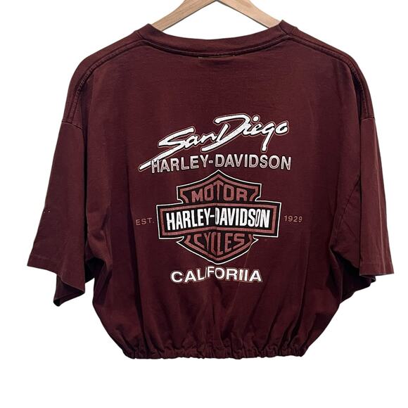 Vintage Harley Davidson Reworked Cropped Tee Size XL - Picture 2 of 5